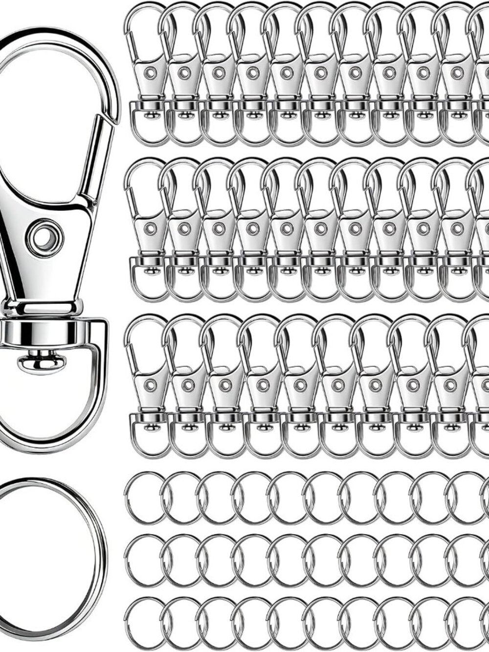 70PCS Lobster Claw Clasps and Key Rings, 35PCS Keychains Clips and 35PCS Key Cha